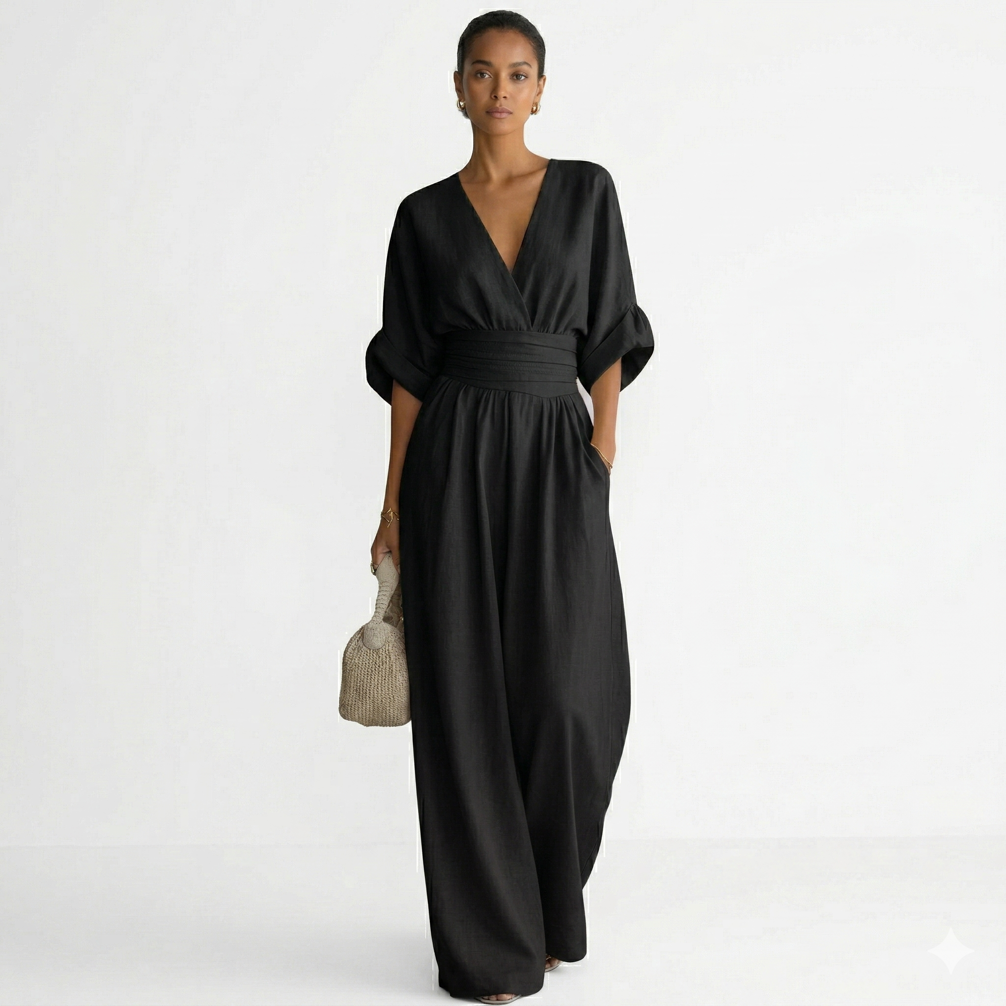 Esperanza | Mono Largo Elegante Mujer Escote V Cinturón