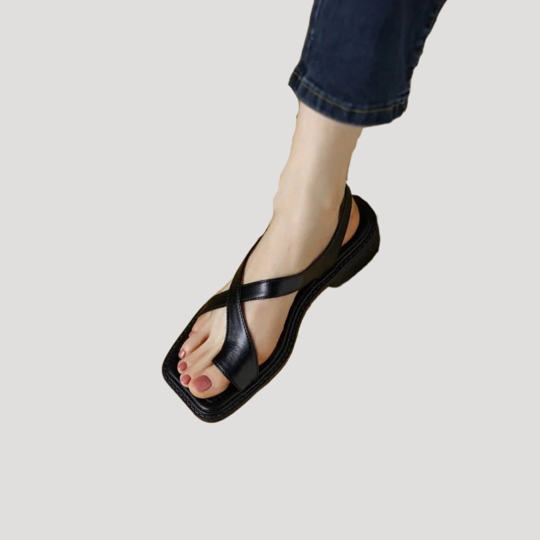 Esperanza | Sandalias de Tacón Bajo Tiras Cruzadas Mujer Punta Cuadrada