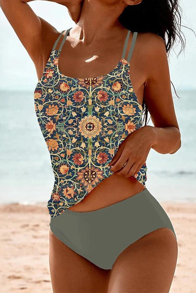 Esperanza | Tankini de Dos Piezas Cintura Alta Mujer Estampado Ornamental