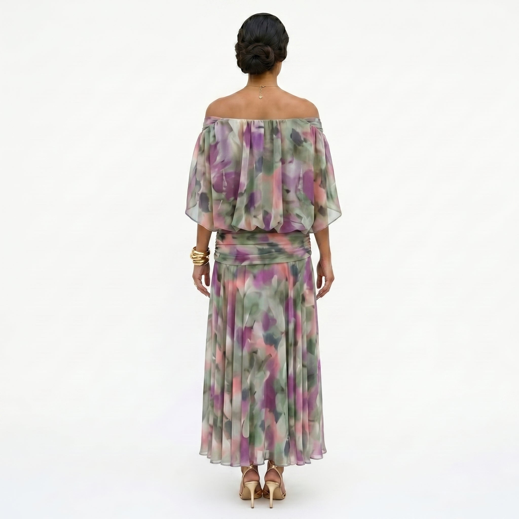 Esperanza | Vestido de Madrina Drapeado Mujer Hombros Descubiertos