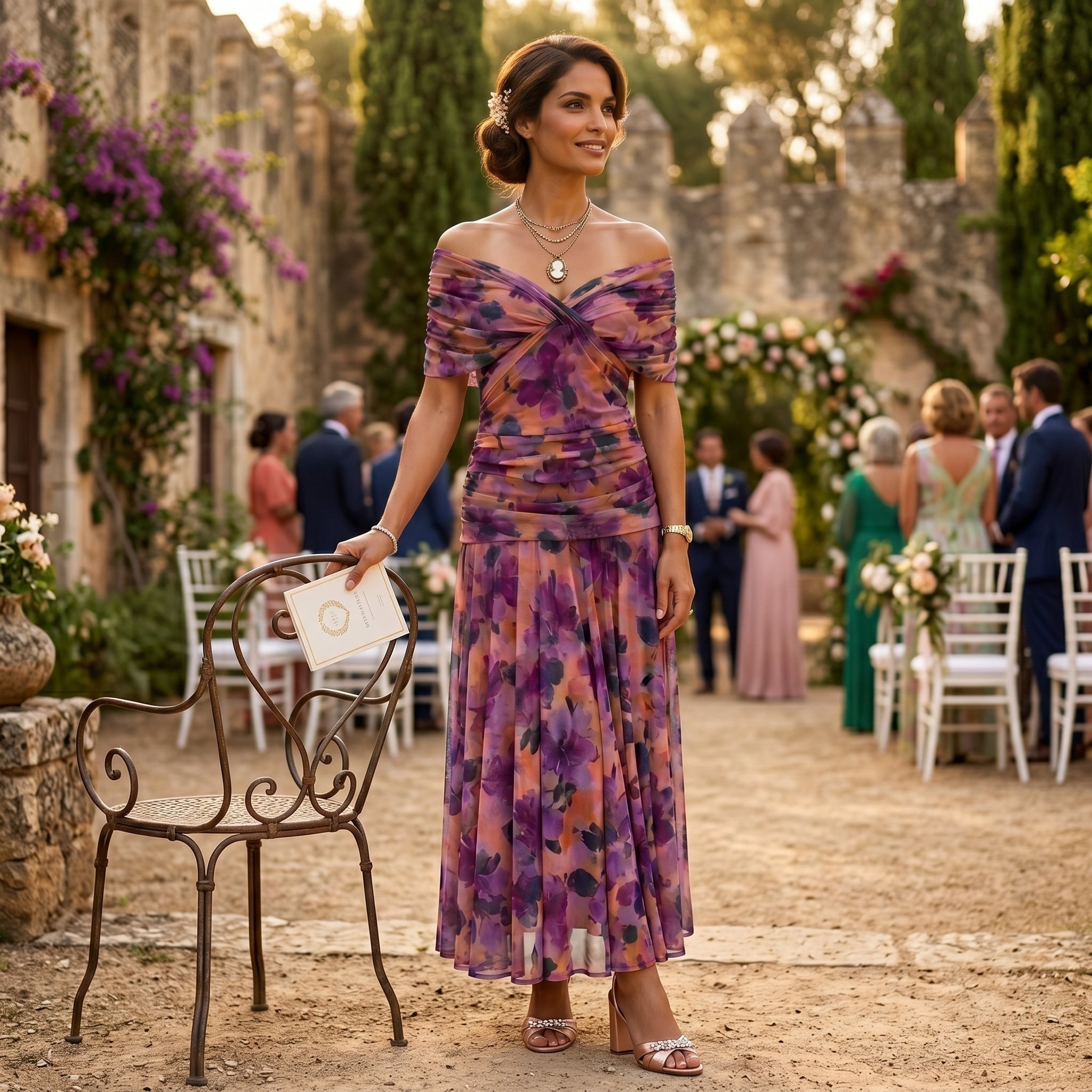 Esperanza | Vestido de Madrina Drapeado Mujer Hombros Descubiertos