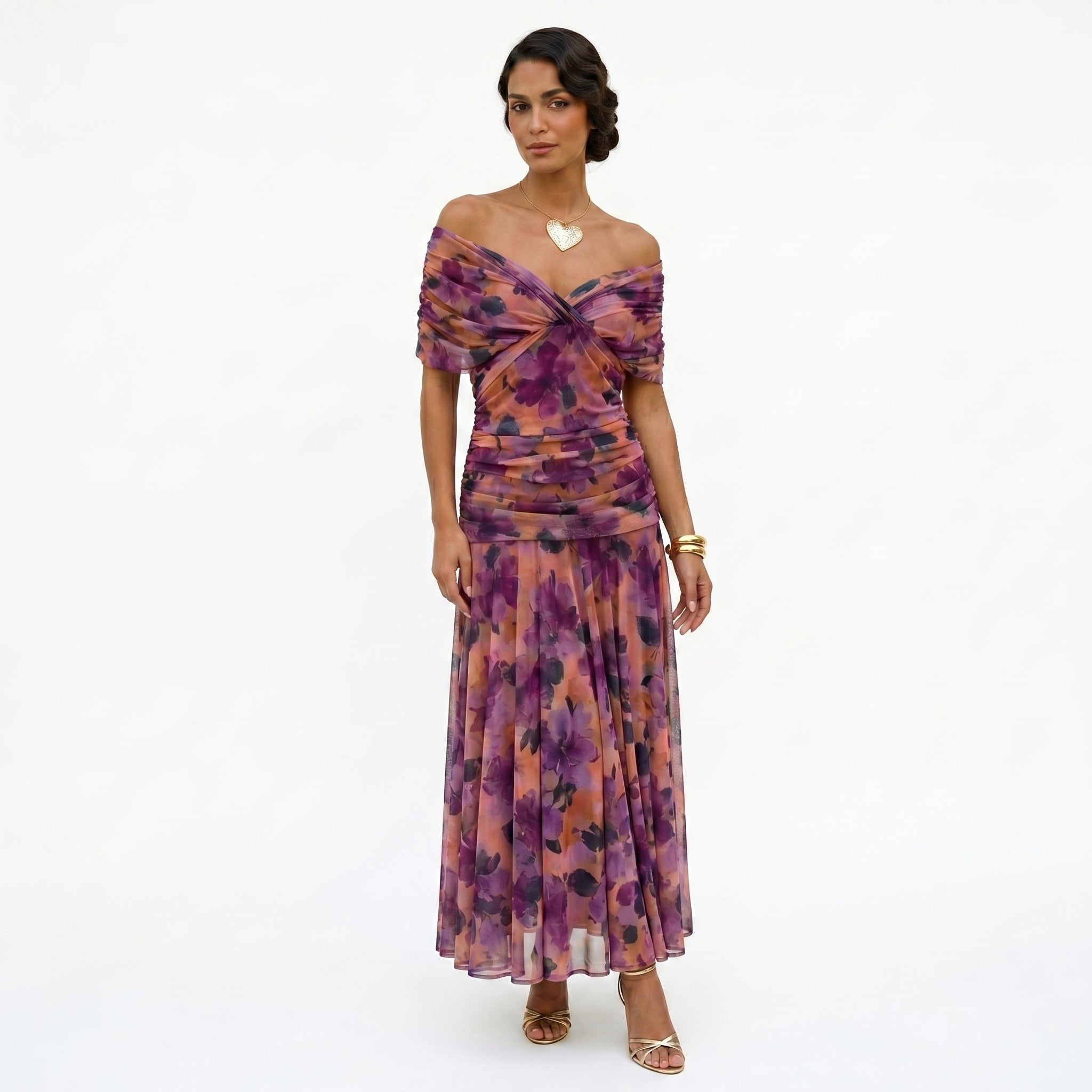 Esperanza | Vestido de Madrina Drapeado Mujer Hombros Descubiertos
