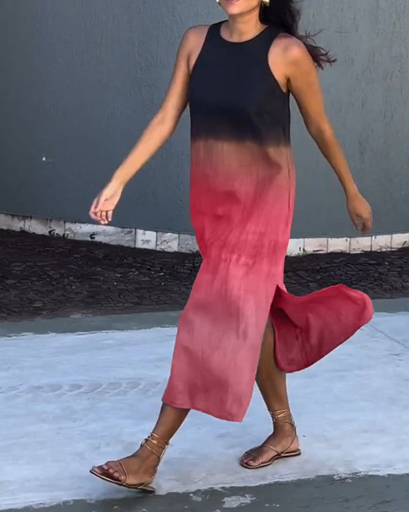 Esperanza | Vestido Largo Degradado Mujer Sin Mangas Abertura Lateral