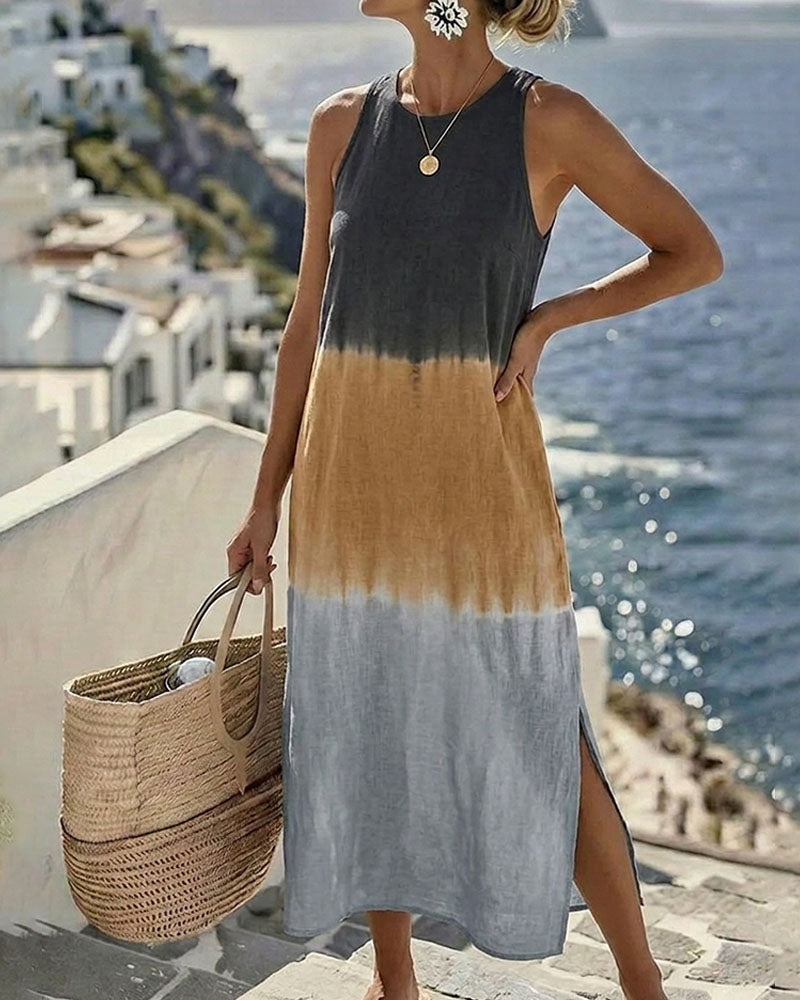 Esperanza | Vestido Largo Degradado Mujer Sin Mangas Abertura Lateral