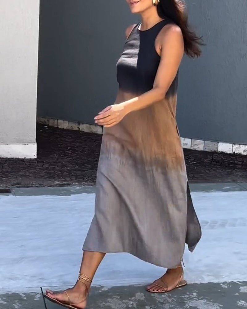 Esperanza | Vestido Largo Degradado Mujer Sin Mangas Abertura Lateral