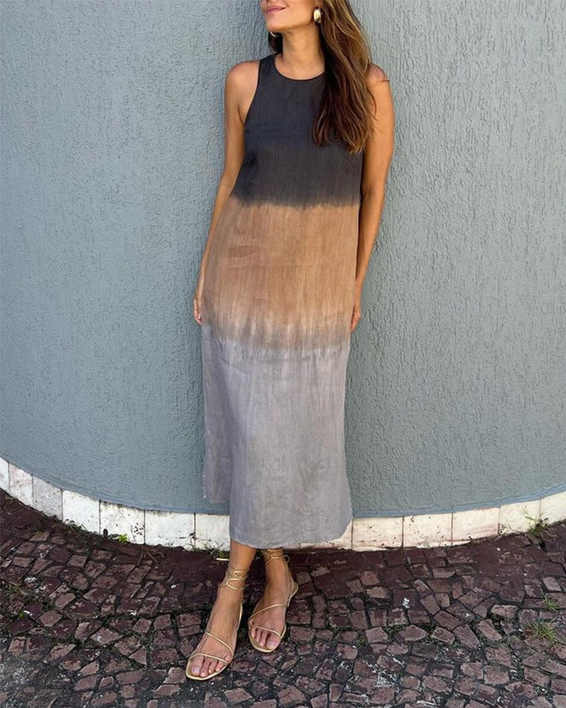 Esperanza | Vestido Largo Degradado Mujer Sin Mangas Abertura Lateral