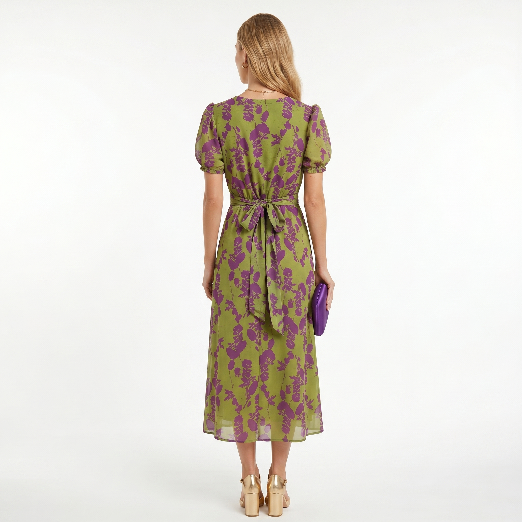 Esperanza | Vestido Midi Drapeado Estampado Floral Mujer Escote V