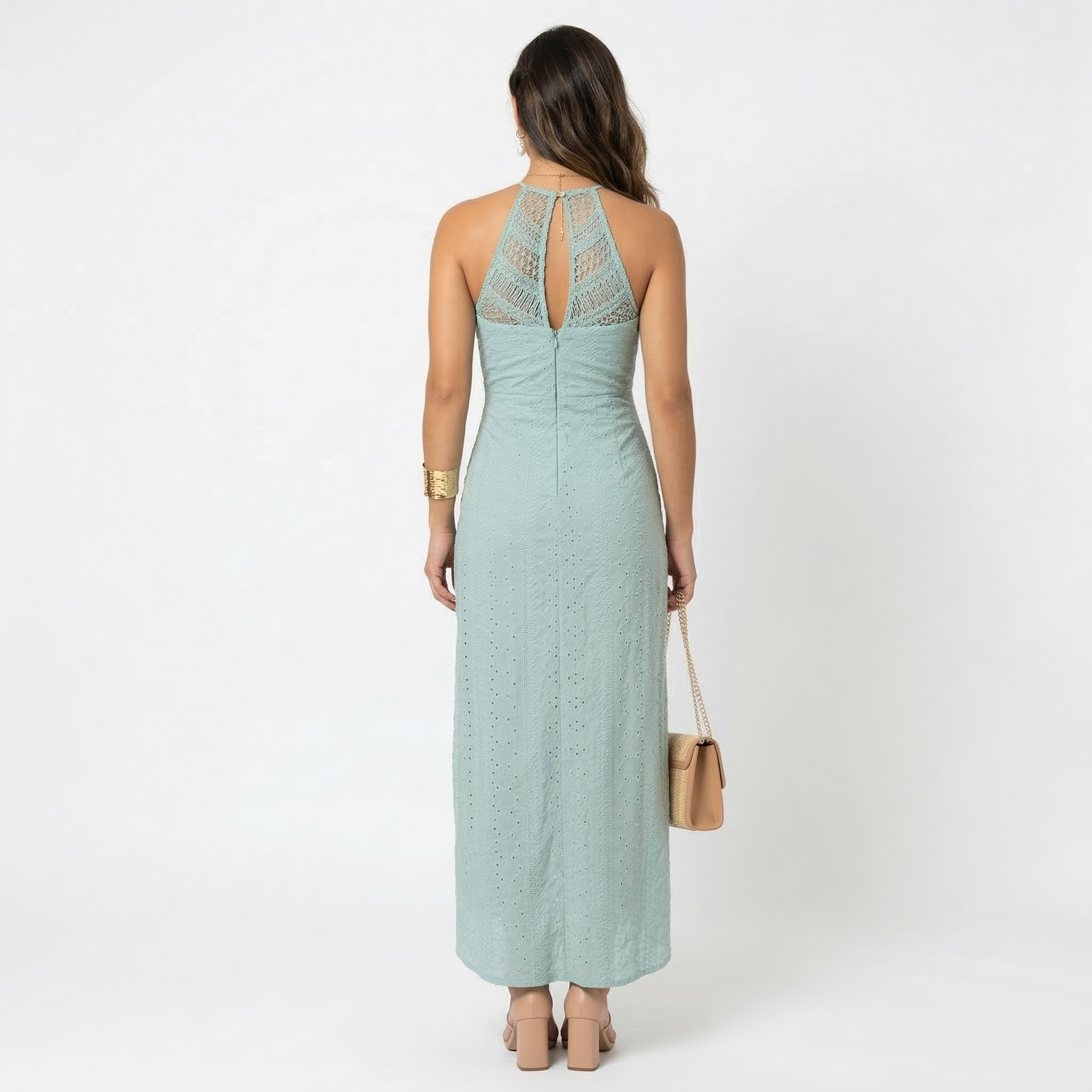 Esperanza | Vestido Midi Halter Mujer Cuello Alto Crochet