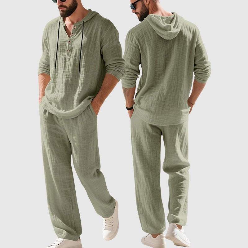 Esteban | Conjunto de Lino con Capucha Hombre Deportivo