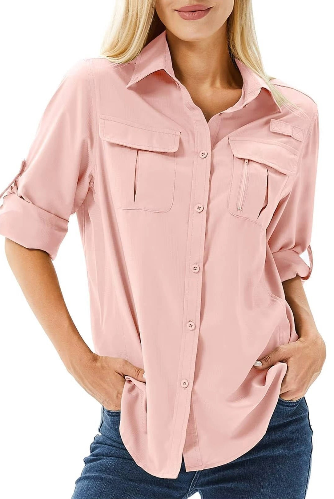 Esther | Camisa de Manga Larga Mujer Bolsillos Funcionales