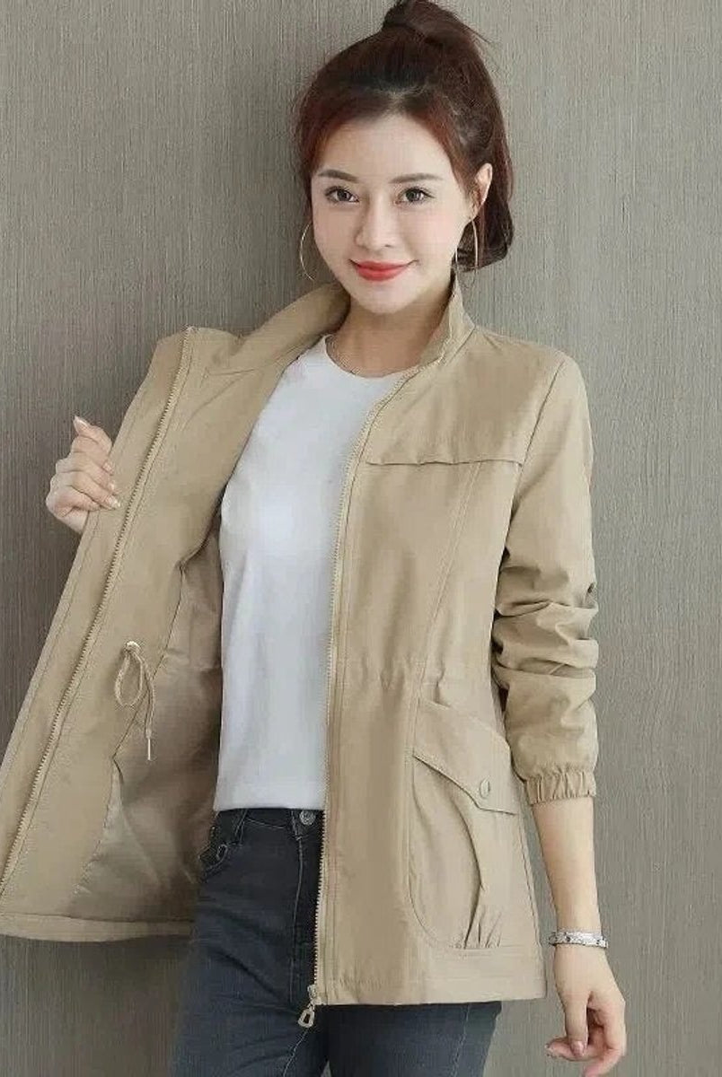 Esther | Chaqueta Militar Ligera Mujer Cremallera Cintura Ajustable