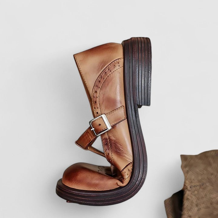 Esther | Mary Jane Shoes Brogue de Piel Mujer Tira en T