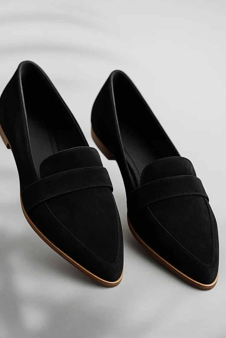 Esther | Mocasines de Ante Punta Fina Mujer Barra Penny