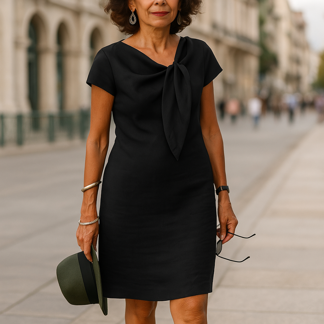 Esther | Vestido Corto de Lino con Lazo Mujer Manga Corta