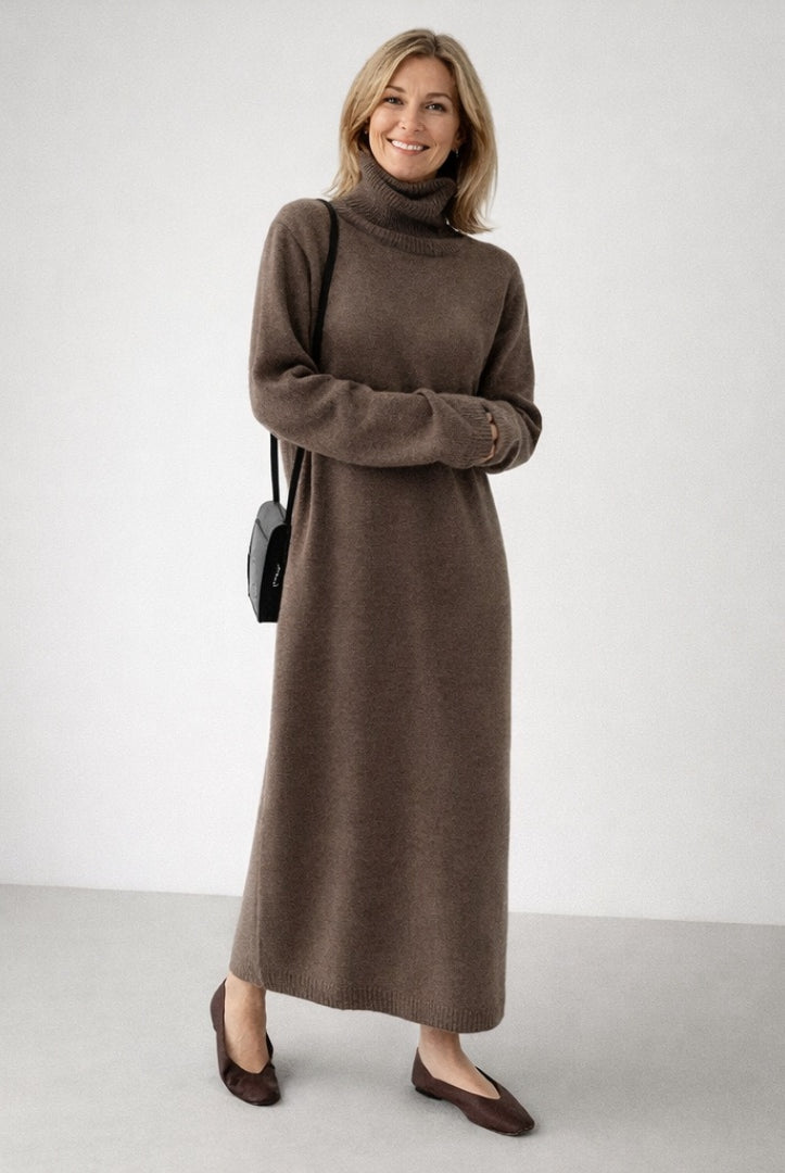 Esther | Vestido de Invierno de Punto Mujer Cuello Alto Manga Larga