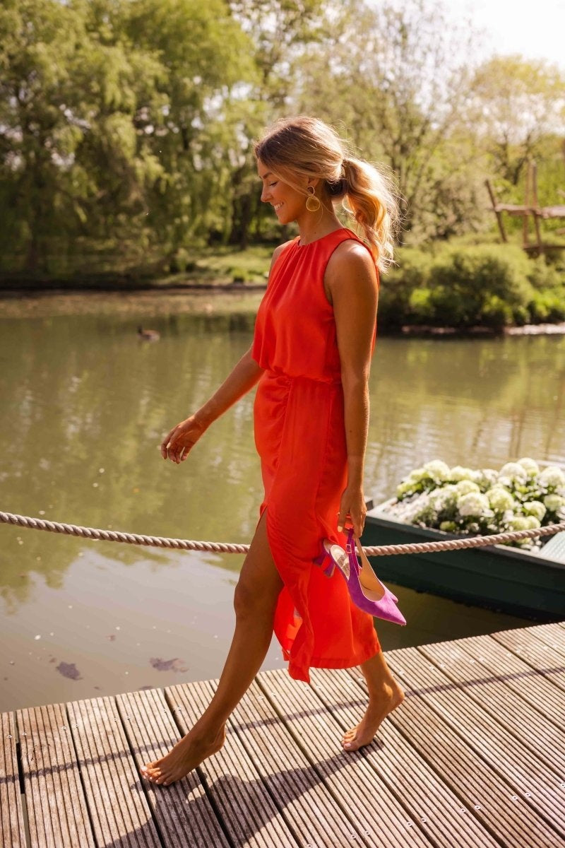 Esther | Vestido Midi con Abertura Lateral Mujer Sin Mangas