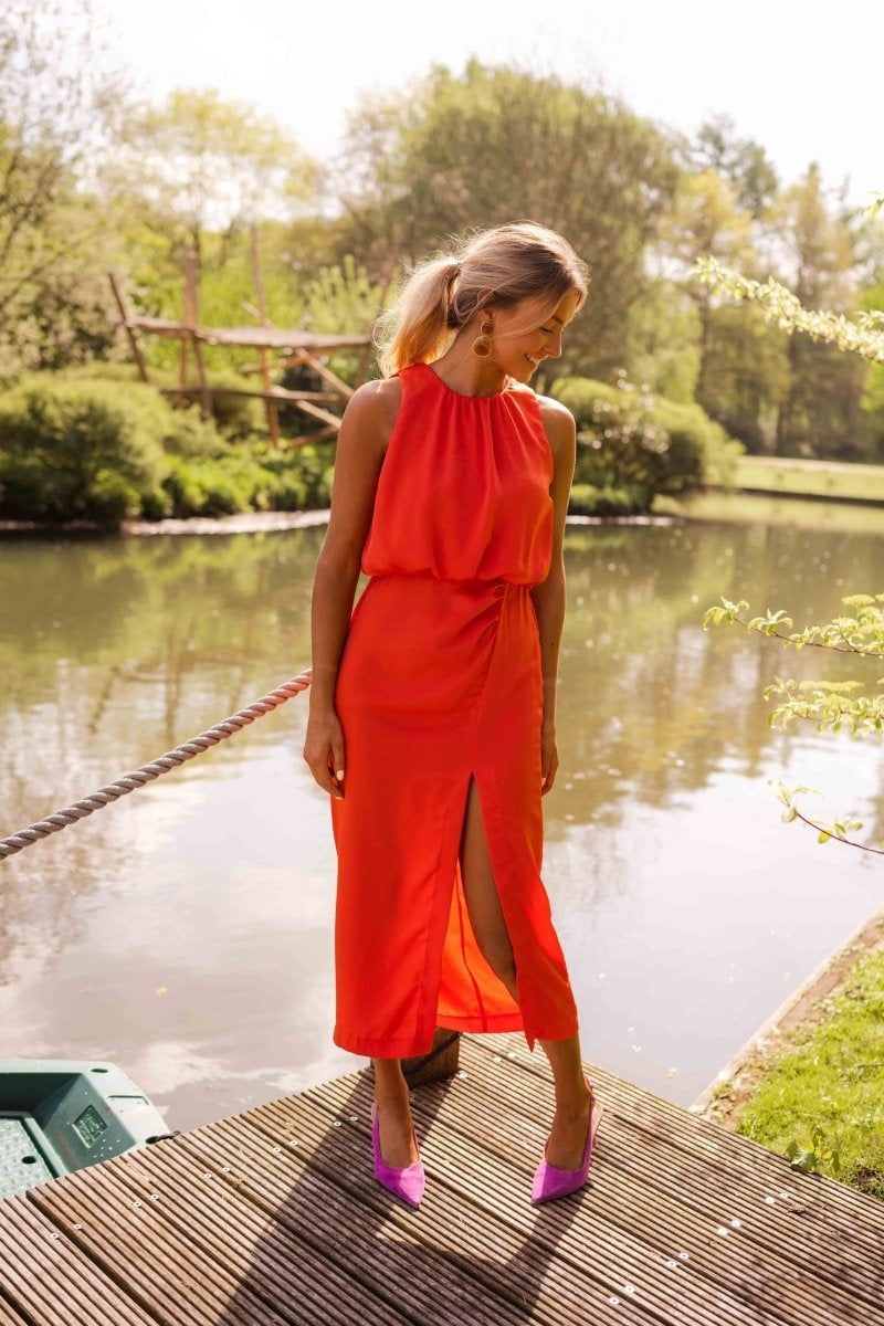 Esther | Vestido Midi con Abertura Lateral Mujer Sin Mangas