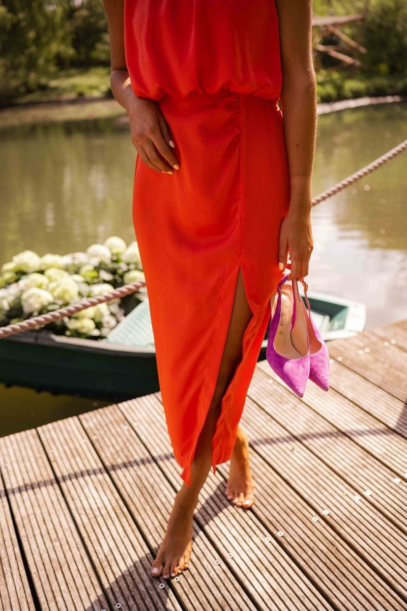Esther | Vestido Midi con Abertura Lateral Mujer Sin Mangas