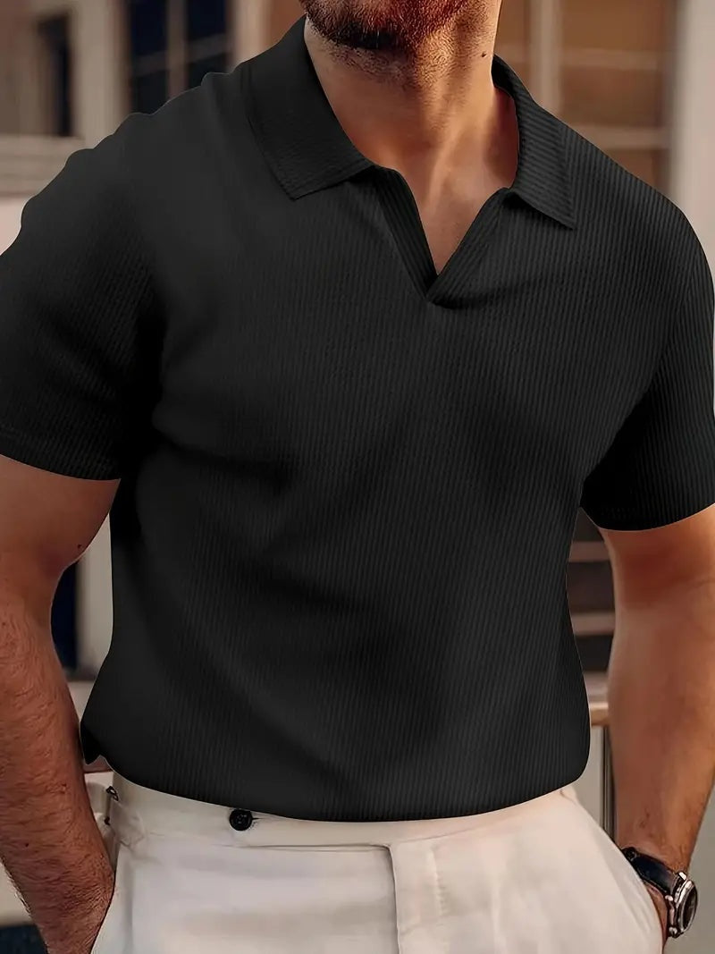 Felipe | Polo de Manga Corta Sin Botones Hombre Cuello Abierto