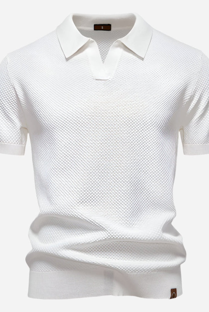 Felipe | Polo de Punto Manga Corta Hombre Cuello Abierto Texturizado