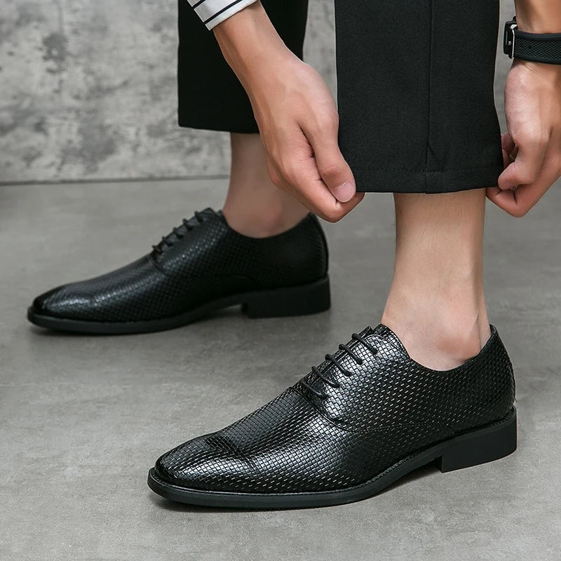 Felipe | Zapatos Oxford de Cuero Hombre Texturizados Cordones
