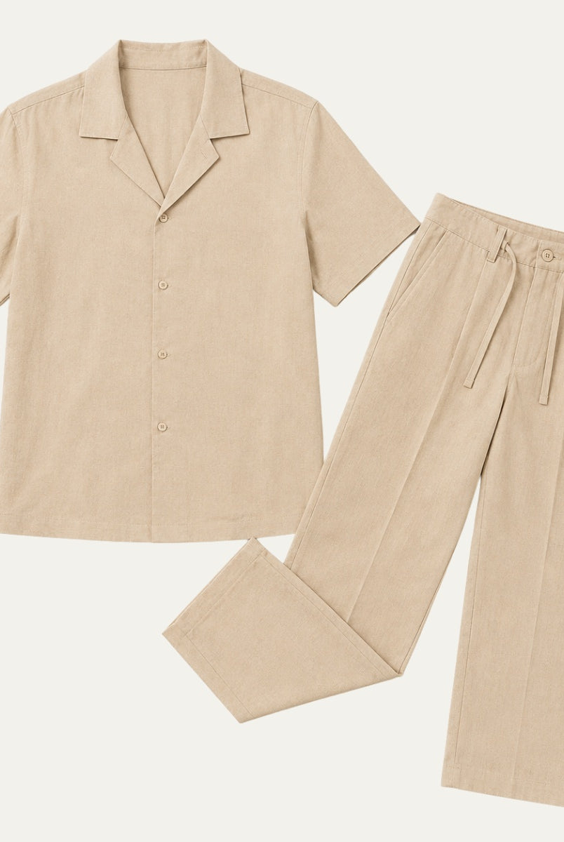 Fernando | Conjunto de Lino Hombre Camisa y Pantalón de Pinzas