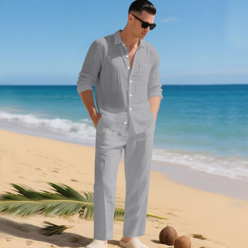 Fernando | Conjunto de Lino Manga Larga Hombre Camisa y Pantalón