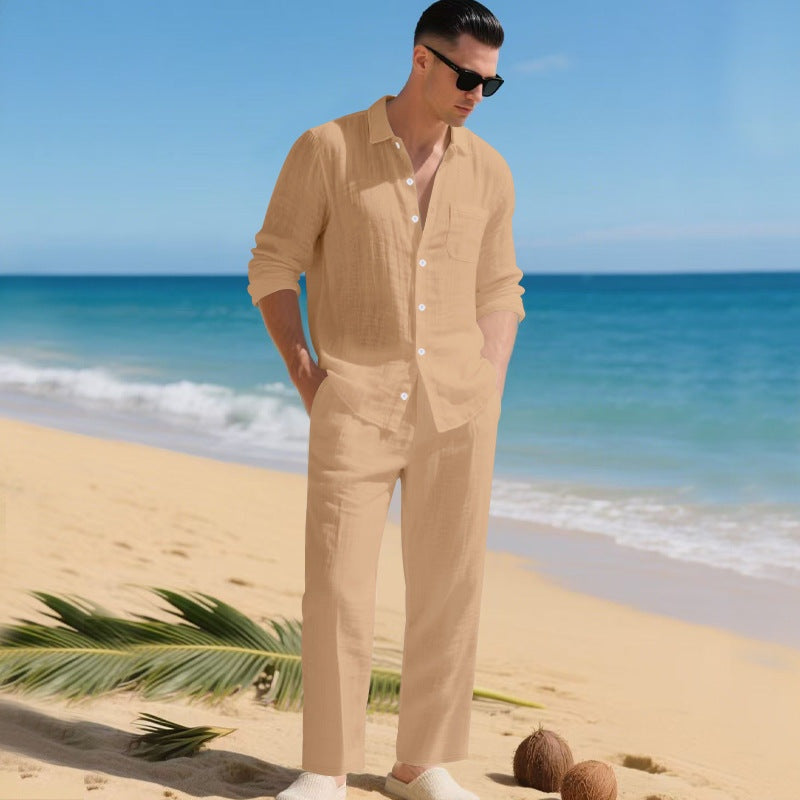 Fernando | Conjunto de Lino Manga Larga Hombre Camisa y Pantalón