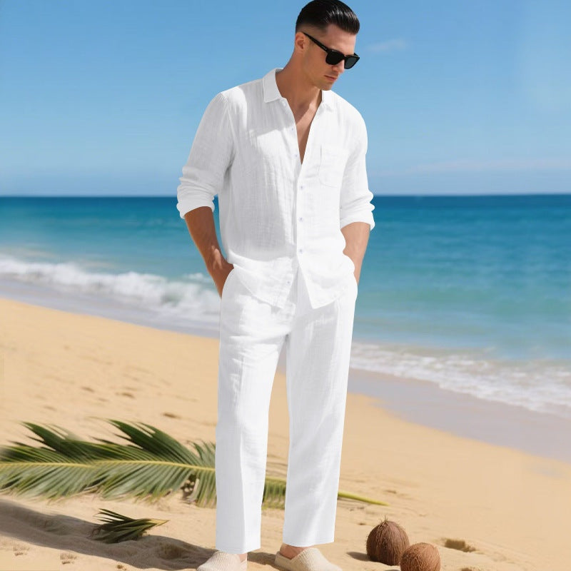 Fernando | Conjunto de Lino Manga Larga Hombre Camisa y Pantalón