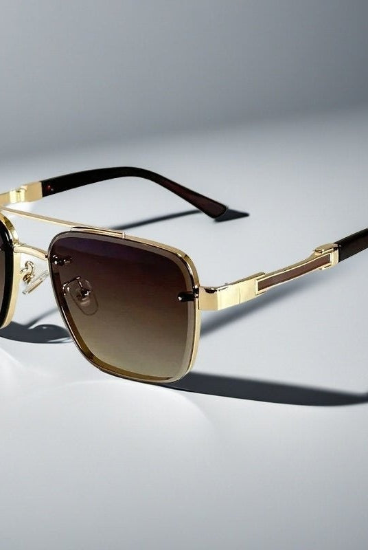 Gafas de Sol Aviador Cuadradas Marco Dorado Mujer Lentes Degradados
