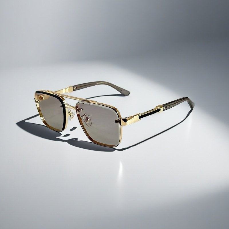 Gafas de Sol Aviador Cuadradas Marco Dorado Mujer Lentes Degradados
