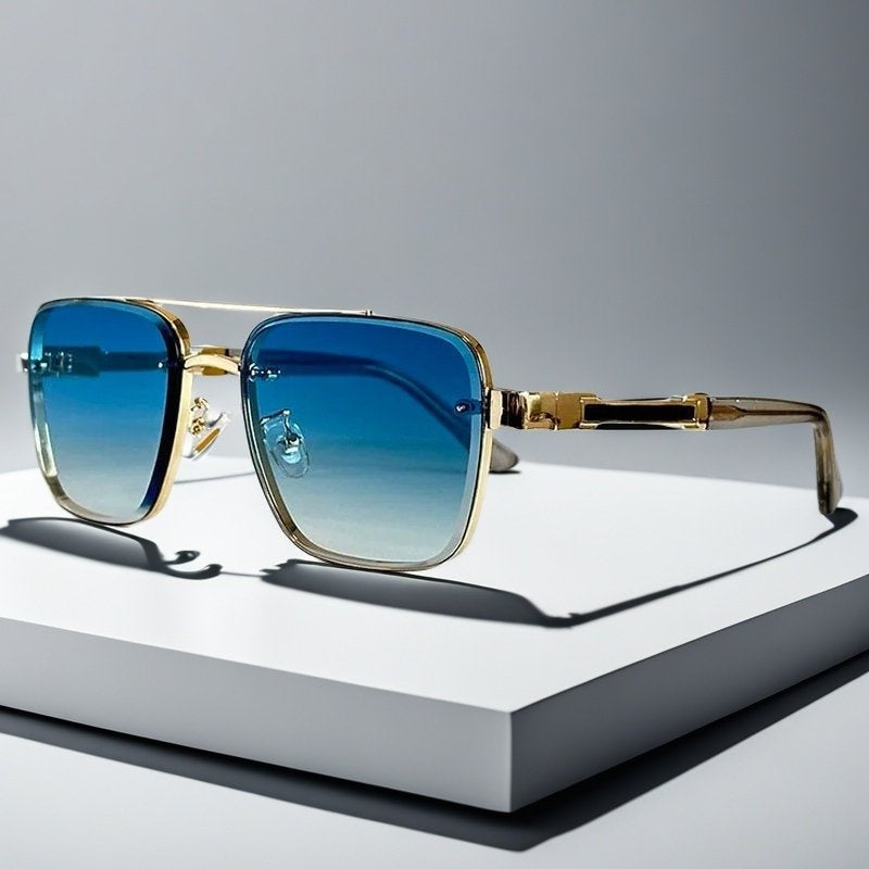 Gafas de Sol Aviador Cuadradas Marco Dorado Mujer Lentes Degradados
