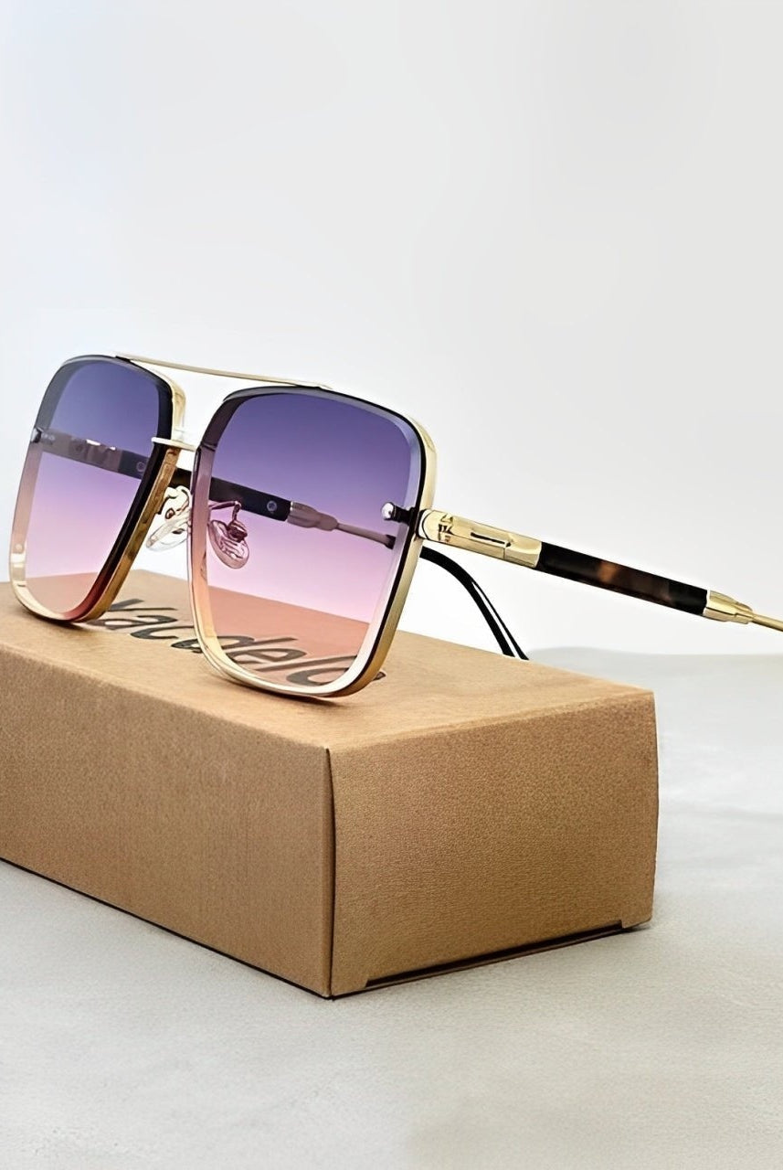 Gafas de Sol Aviador Marco Dorado Hombre Lentes Gradiente