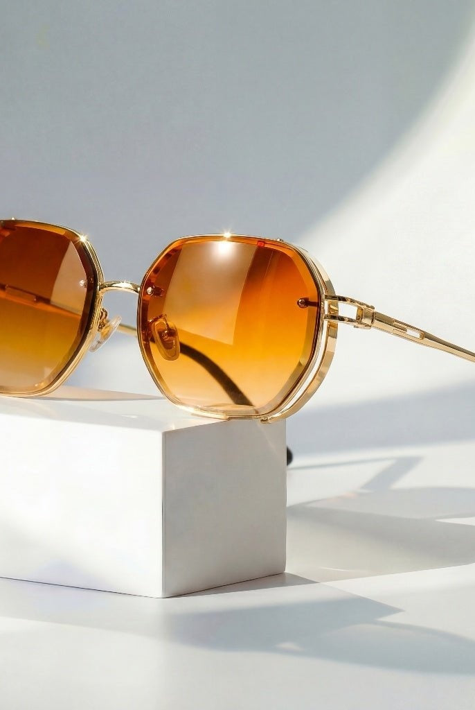 Gafas de Sol Aviador Marco Dorado Mujer Lentes Degradados