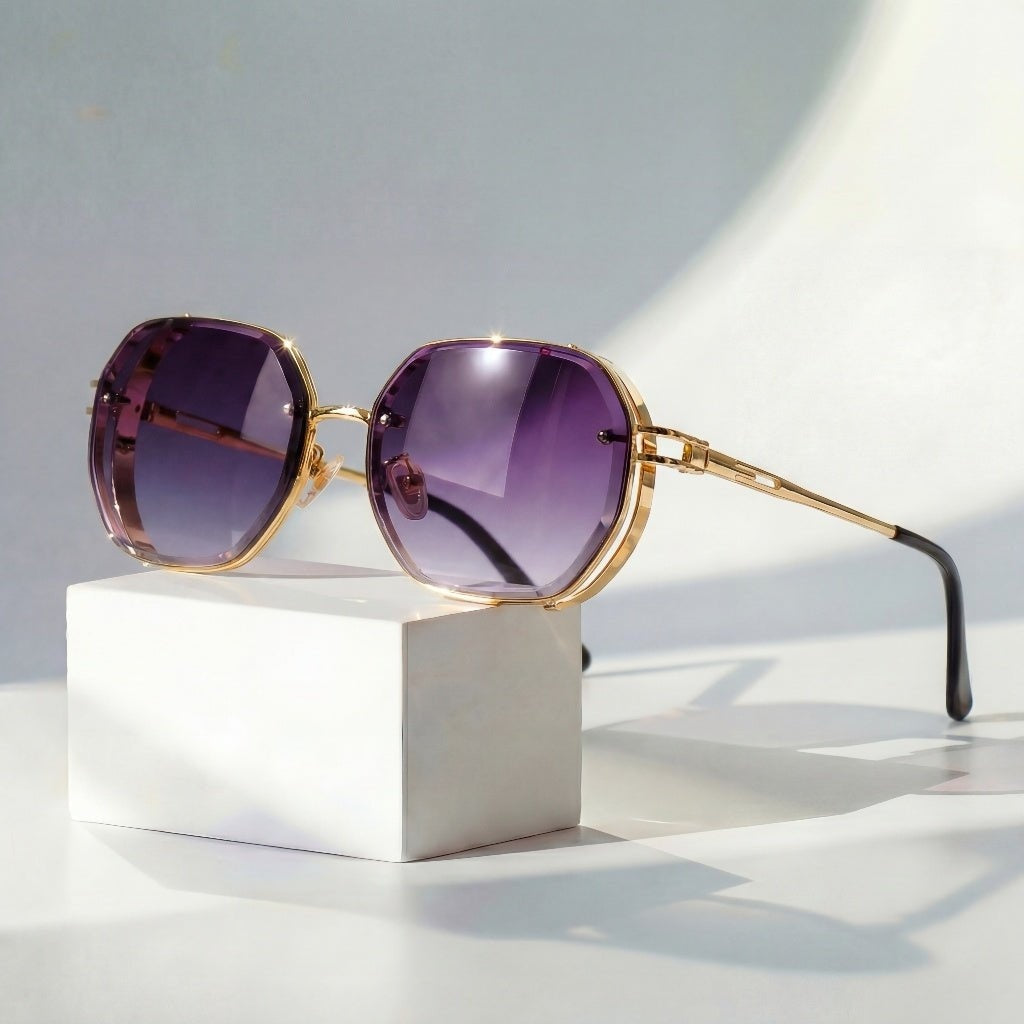 Gafas de Sol Aviador Marco Dorado Mujer Lentes Degradados