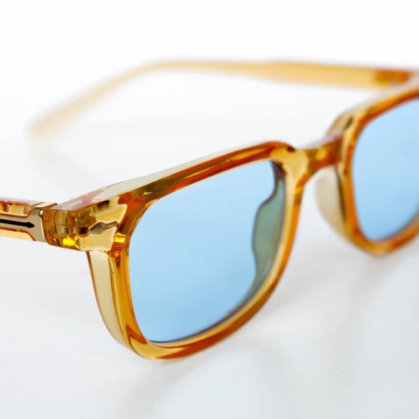 Gafas de Sol Montura Carey Hombre Lentes Azules