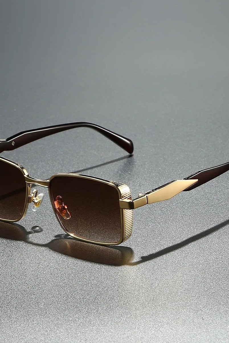 Gafas de Sol Rectangulares Marco Metal Hombre Protección UV400