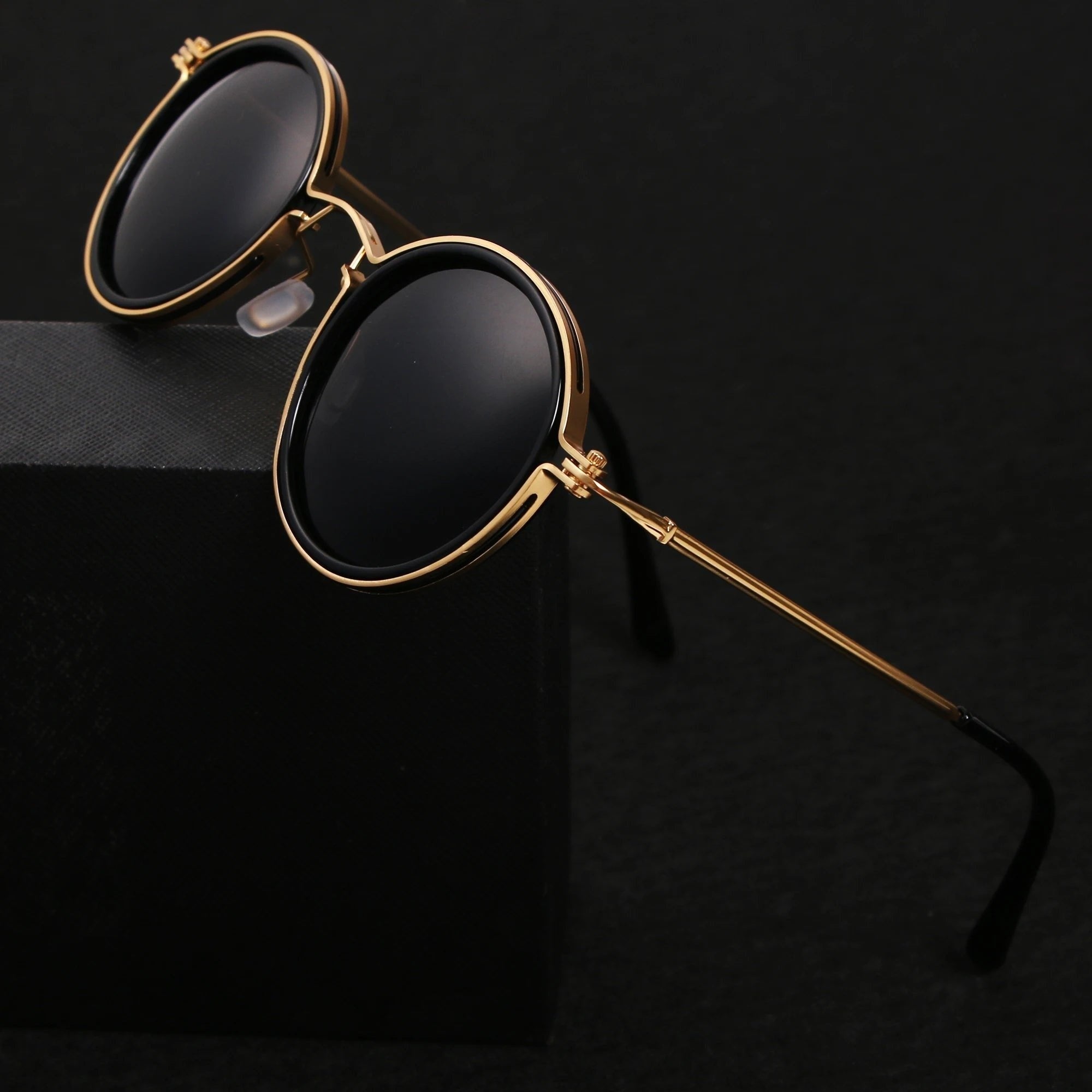 Gafas de Sol Redondas Mujer Patillas Doradas