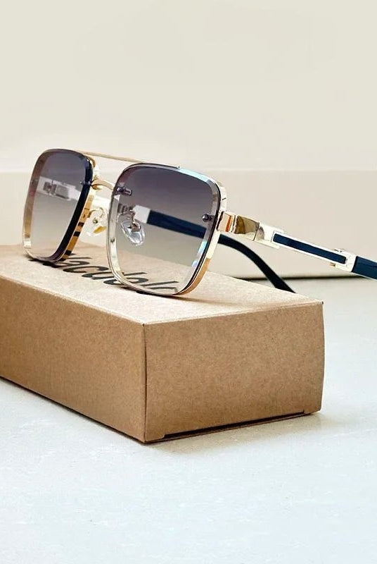 Gafas de Sol Retro Hombre Marco Dorado Protección UV