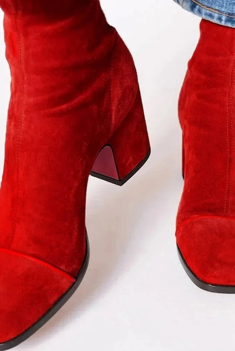 Gema | Botines de Ante con Tacón de Bloque Mujer Estampado Leopardo