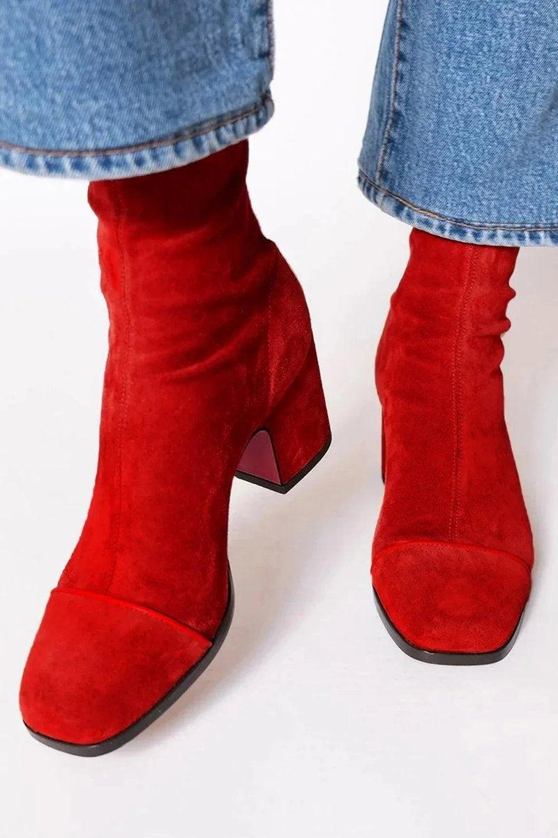 Gema | Botines de Ante con Tacón de Bloque Mujer Estampado Leopardo