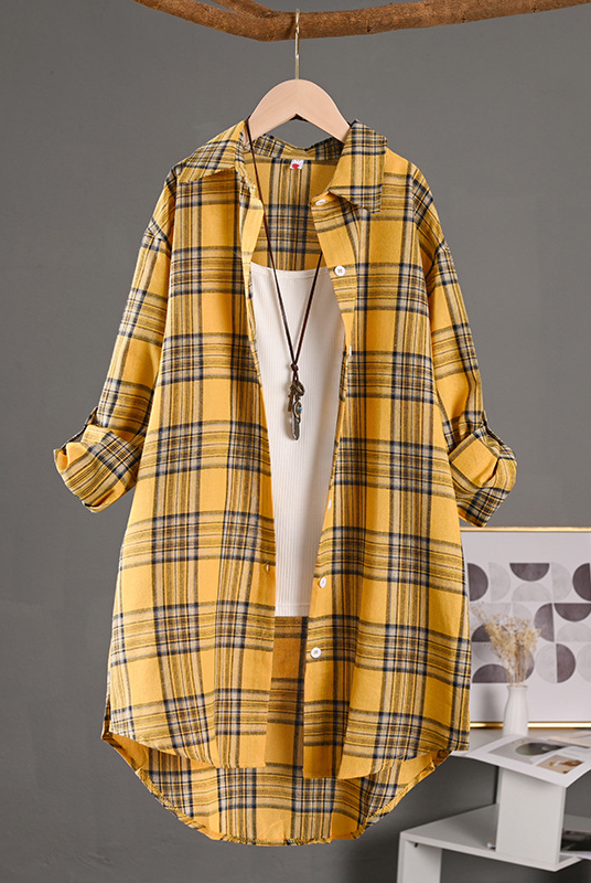 Gema | Camisa de Algodón de Cuadros Oversize Mujer Manga Larga