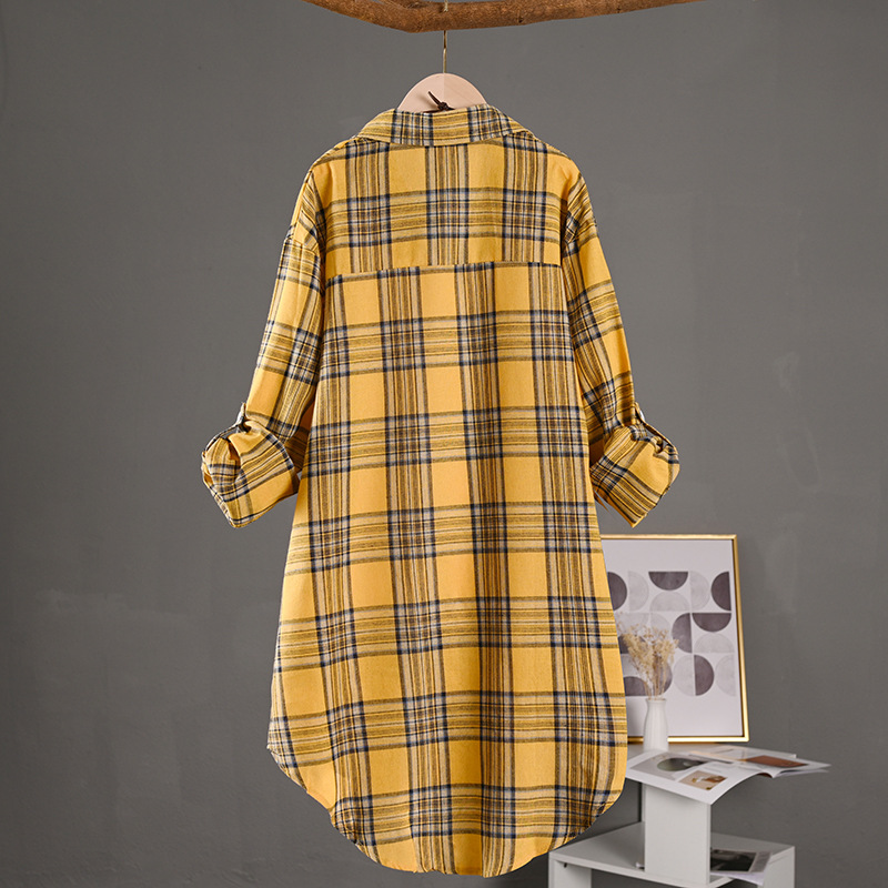 Gema | Camisa de Algodón de Cuadros Oversize Mujer Manga Larga