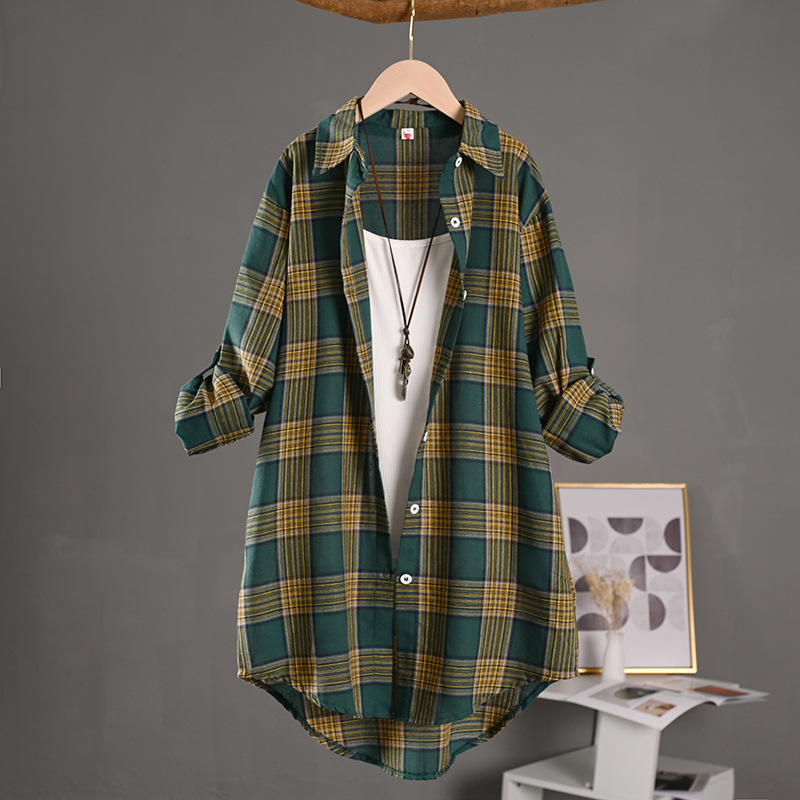 Gema | Camisa de Algodón de Cuadros Oversize Mujer Manga Larga