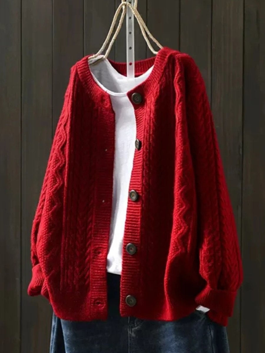 Gema | Jersey de Punto Trenzado Oversize Mujer Botonera