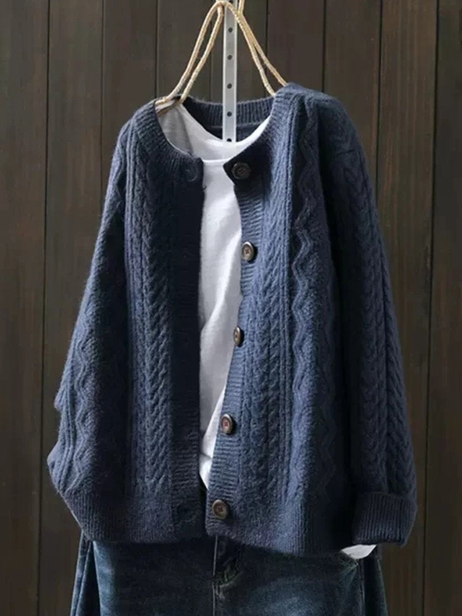 Gema | Jersey de Punto Trenzado Oversize Mujer Botonera
