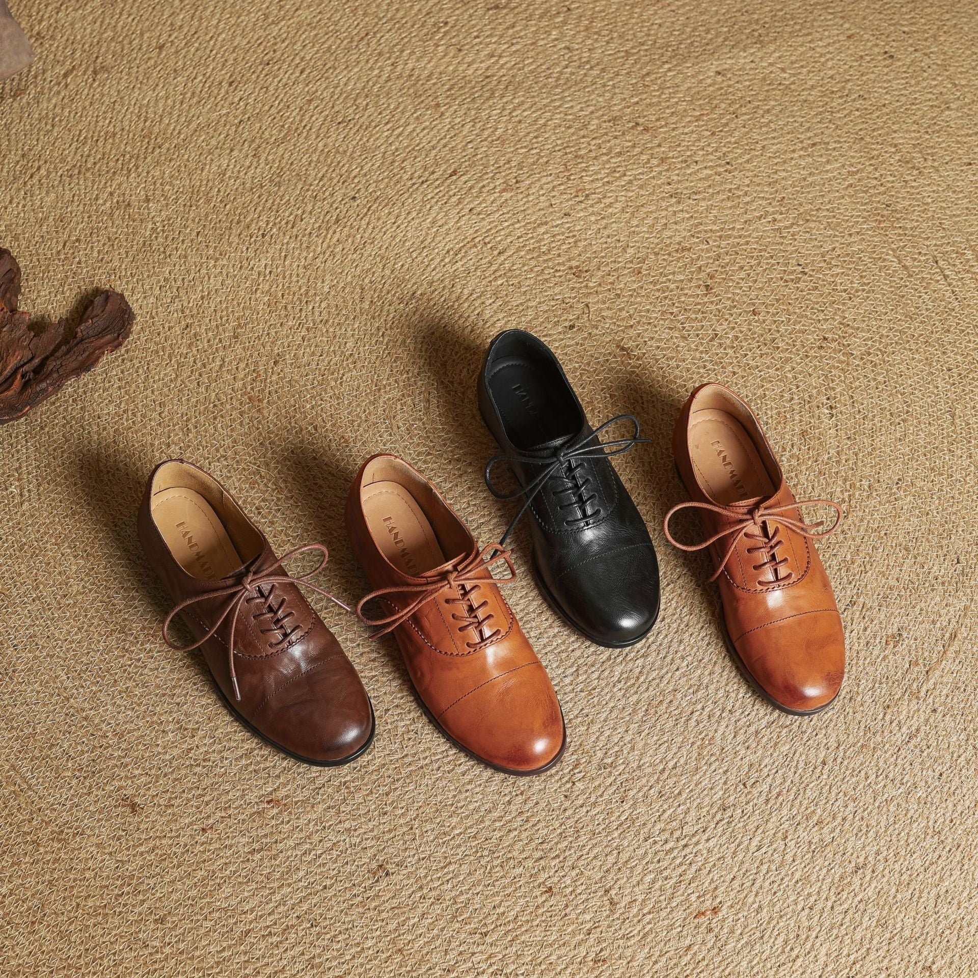 Gloria | Zapatos Oxford de Cuero Genuino Mujer Cordones Cap Toe