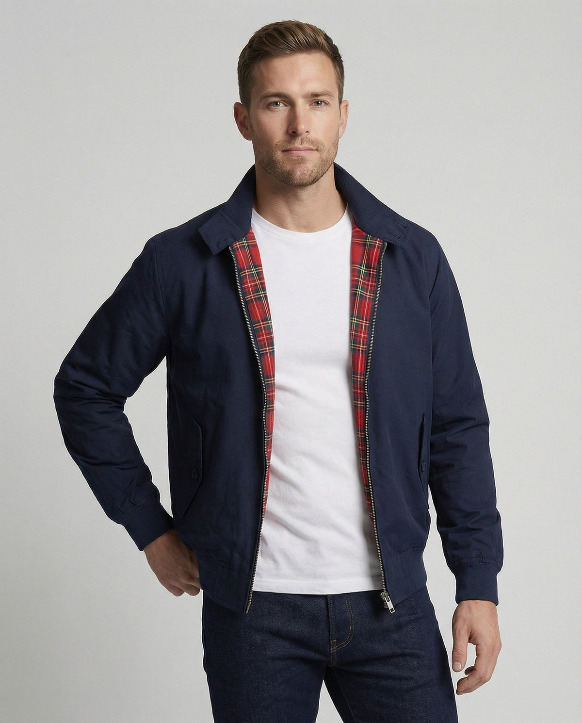 Gonzalo | Chaqueta Harrington Hombre Forro Cuadros Cremallera