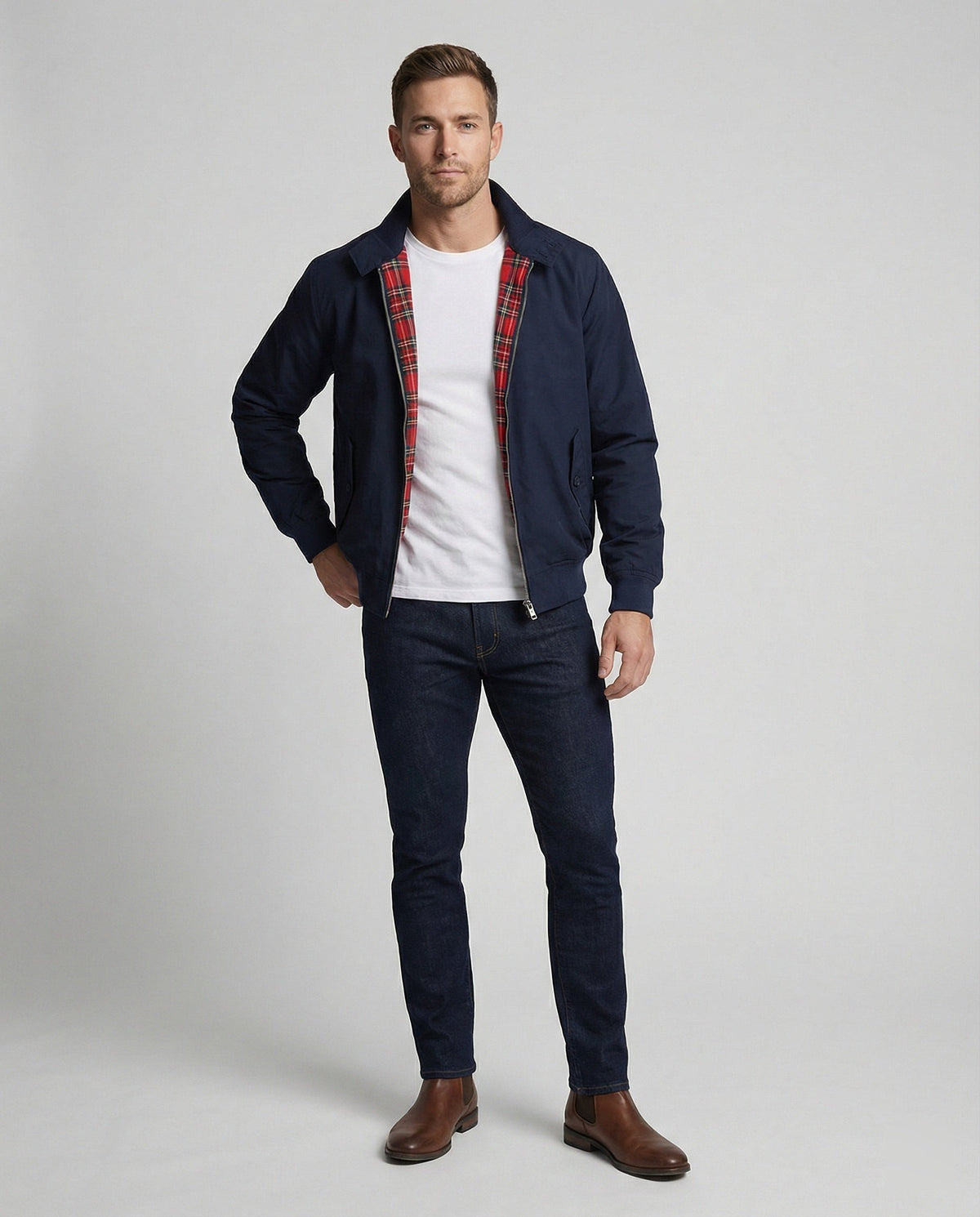 Gonzalo | Chaqueta Harrington Hombre Forro Cuadros Cremallera