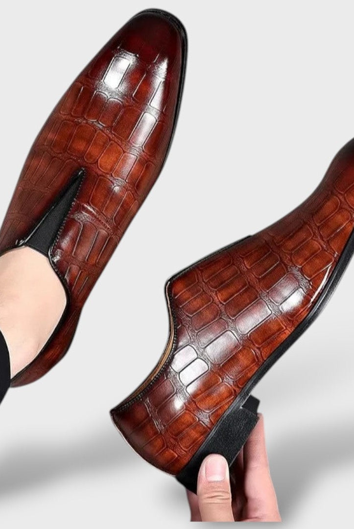 Gonzalo | Mocasines de Cuero Textura Cocodrilo Hombre Slip-On